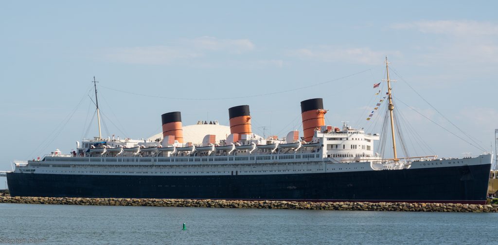 The Queen Mary docked in Long Beach California