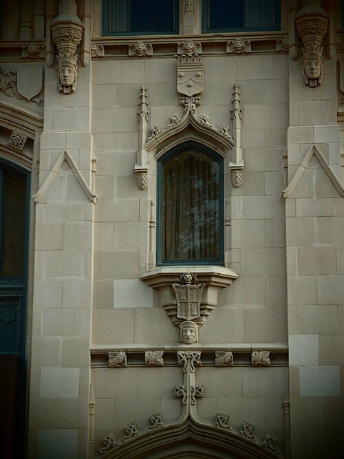 Gothic Revival window detail on the Emily Morgan Hotel in San Antonio Texas