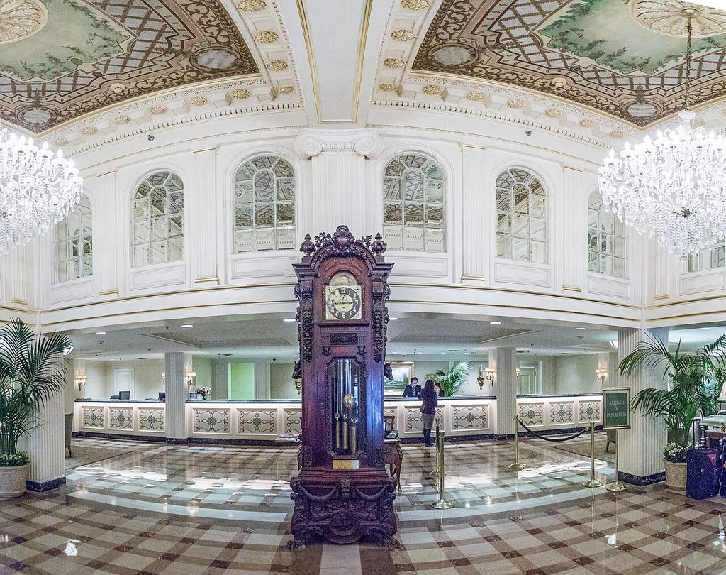 Lobby inside the historic Hotel Monteleone in New Orleans Louisiana