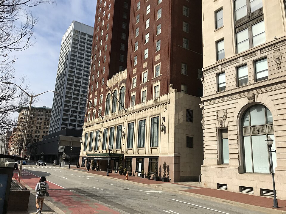 Historic Lord Baltimore Hotel exterior in downtown Baltimore Maryland