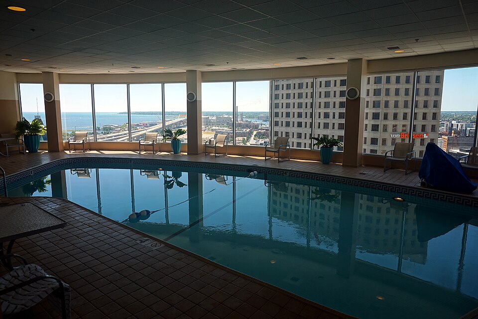 Rooftop swimming pool at the Pfister Hotel in Milwaukee Wisconsin