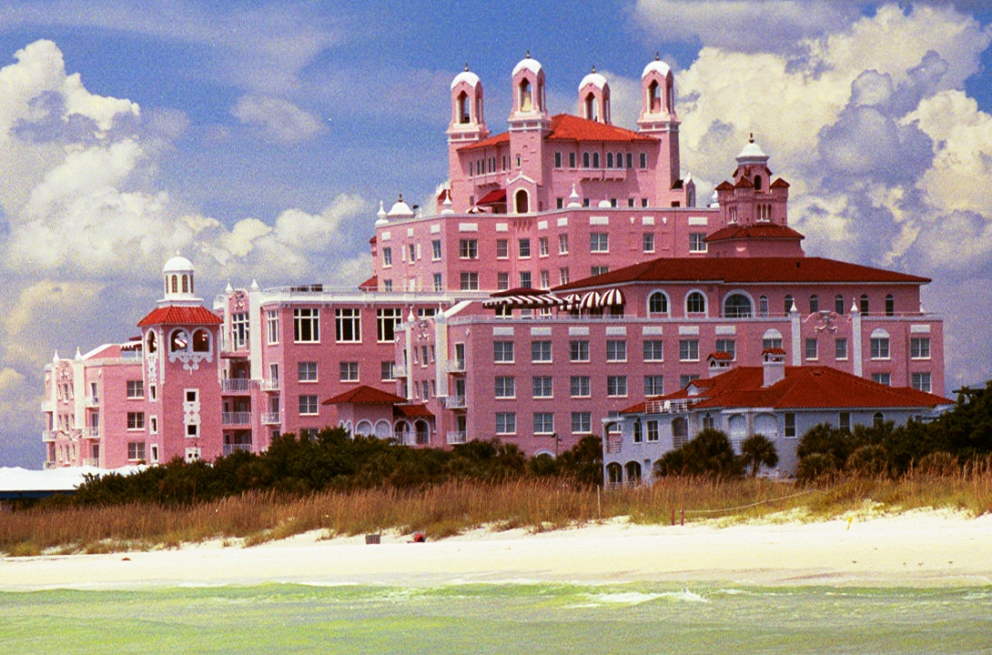 The pink Don CeSar hotel viewed from the beach