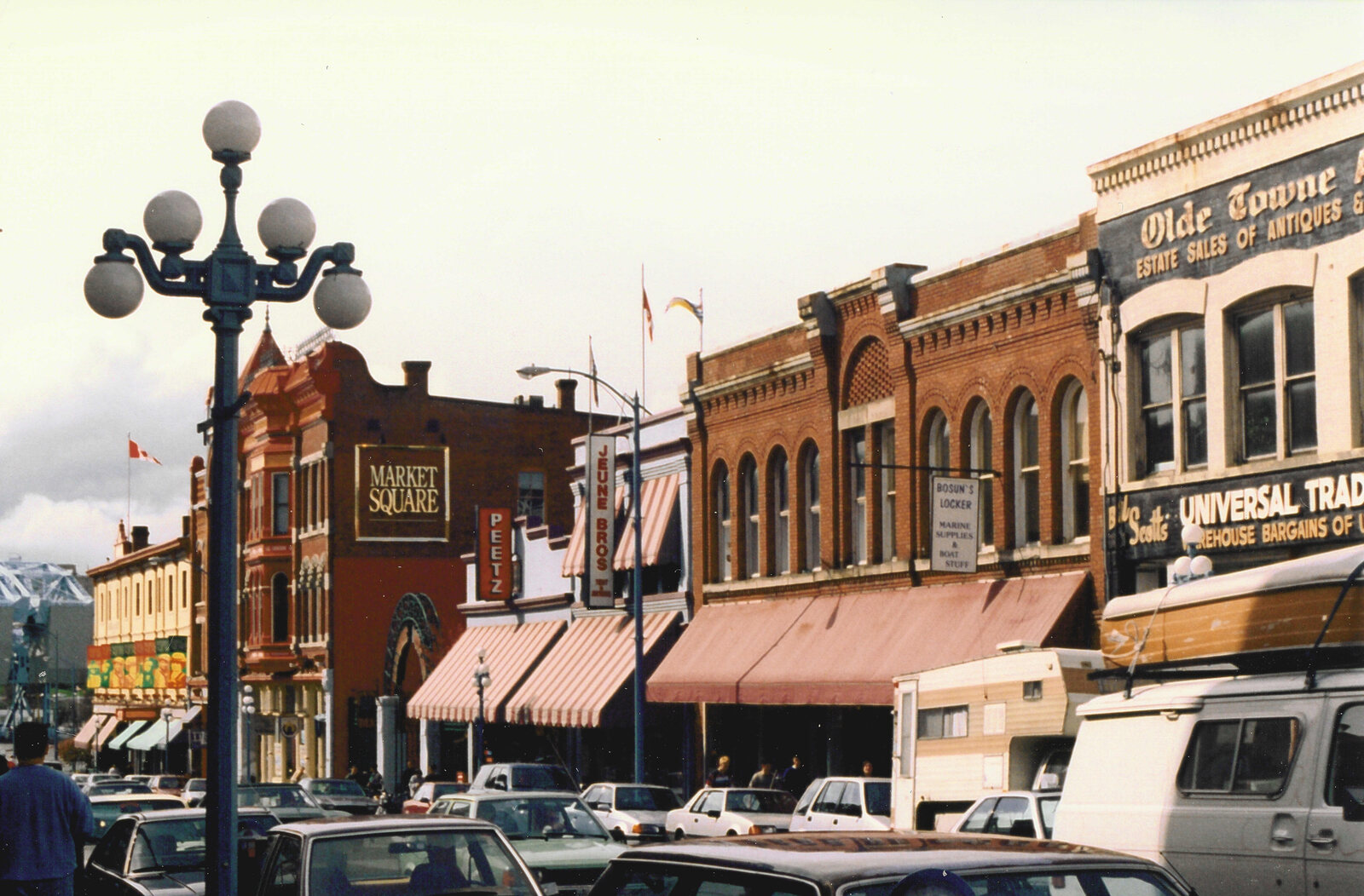 Brick heritage buildings surrounding Market Square in Victoria